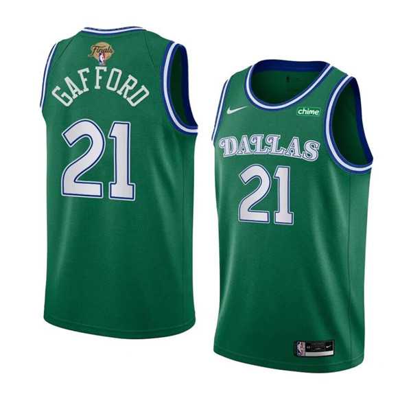 Mens Dallas Mavericks #21 Daniel Gafford Green 2024 Finals Classic Edition Stitched Basketball Jersey Dzhi